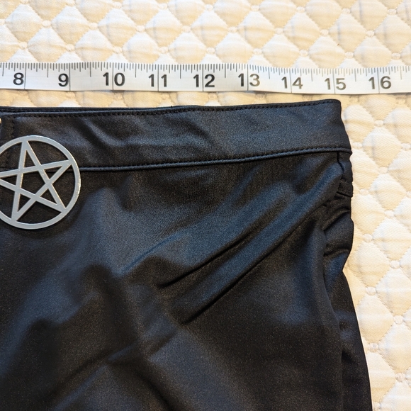 KILLSTAR Black Gothic Pentagram Zipper Leggings Pants Medium - Picture 3 of 8